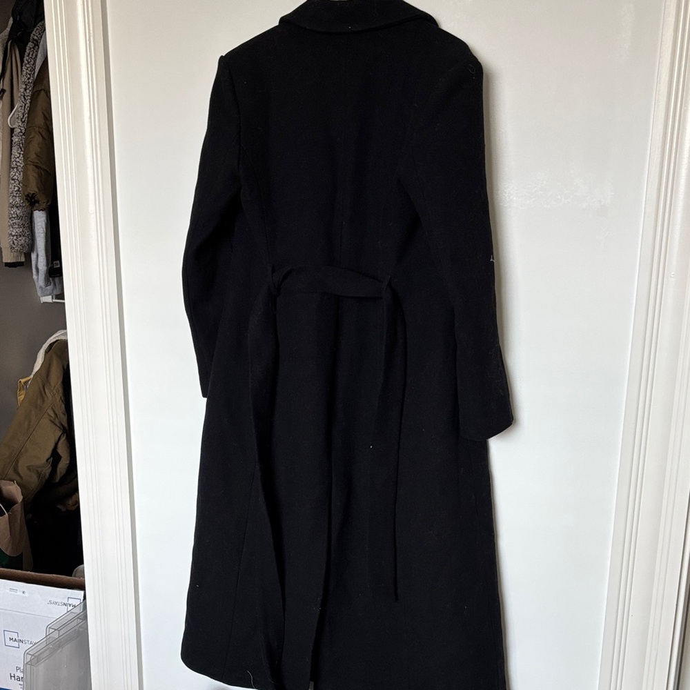 Mango Black Belted Wrap Coat, new with tags - Picture 3 of 7